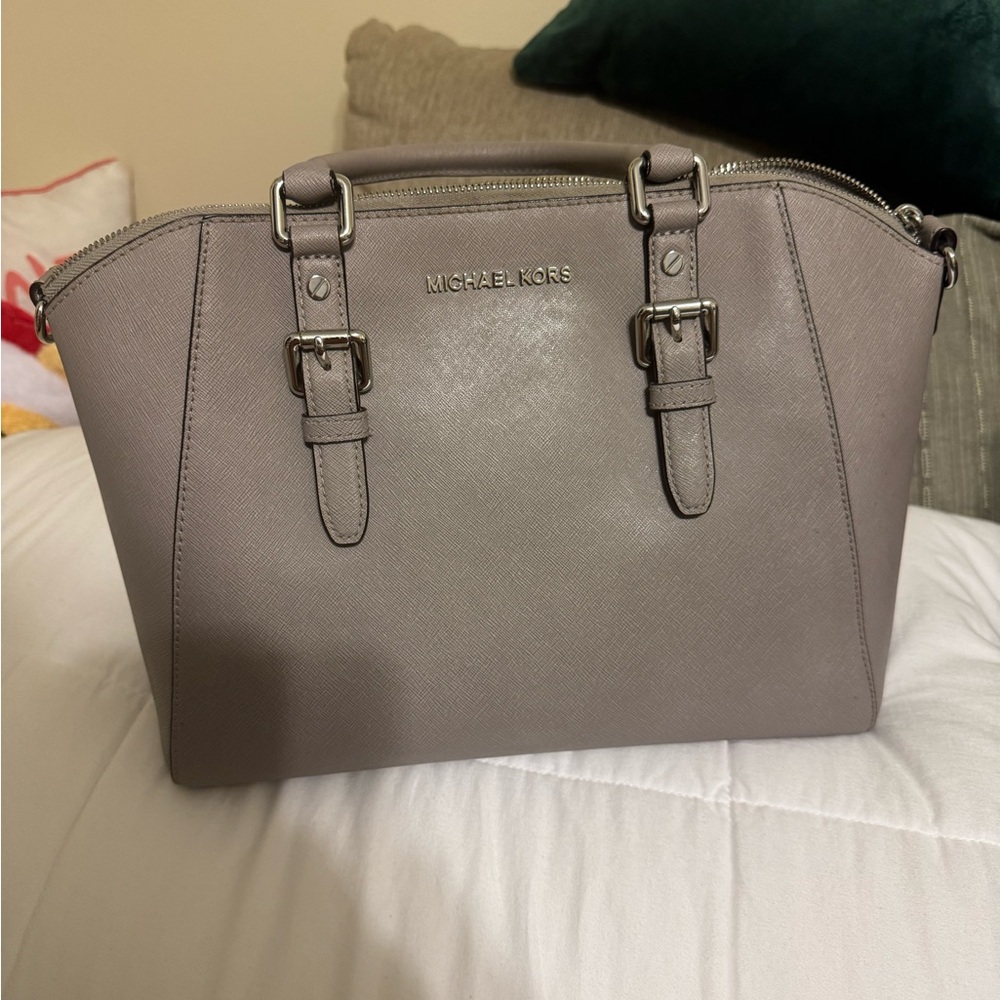 Michael Kors Ciara L Satchel Shoulder Bag Grey